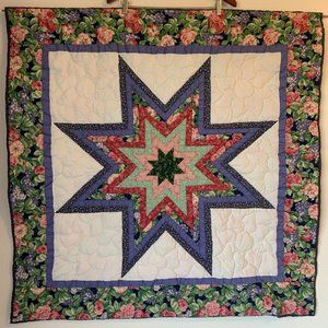 1990s Handcrafted Lone Star Quilt Wall Hanging